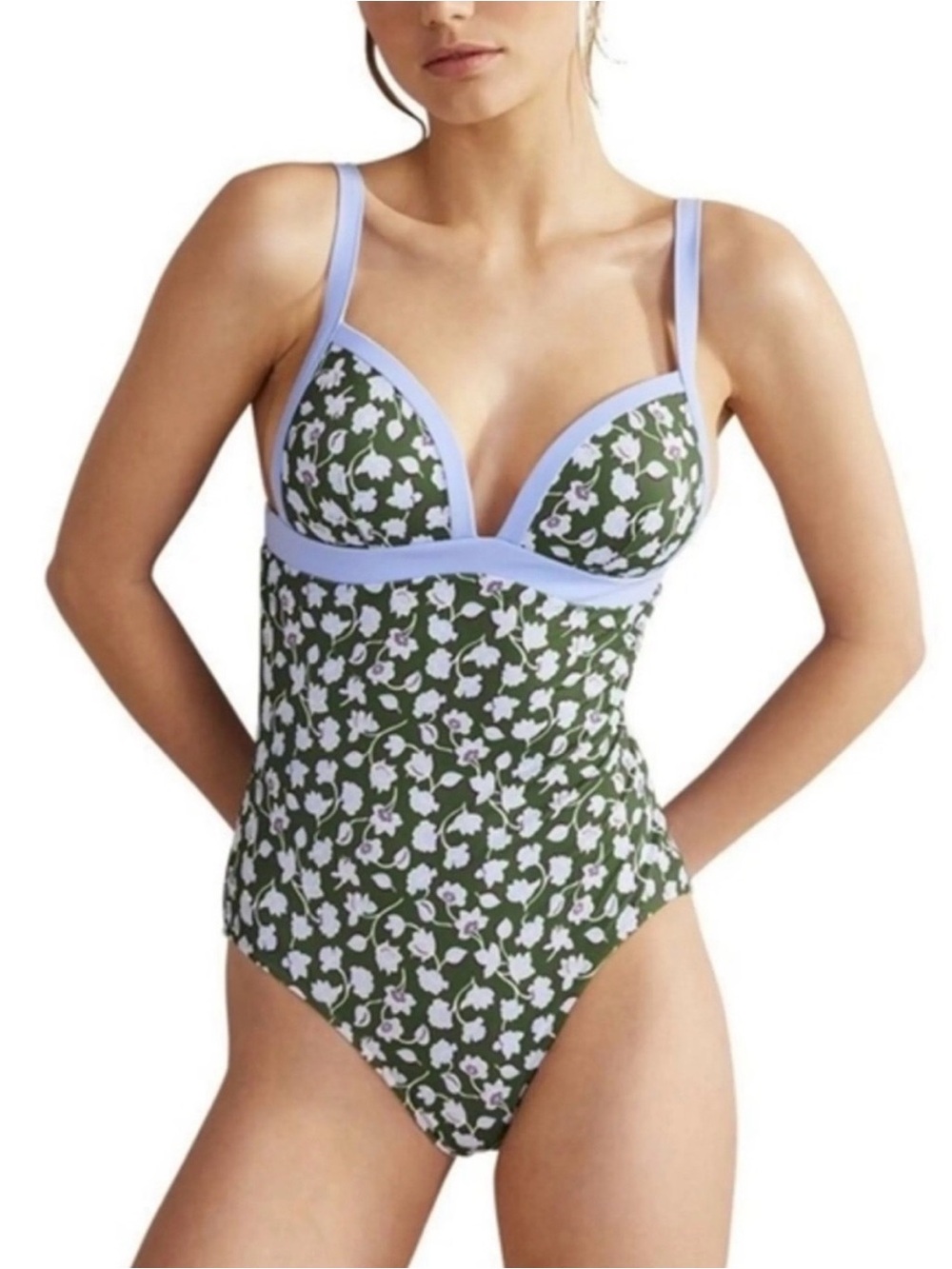 Boden Green Floral One-Piece Swimsuit - Picture 1 of 9